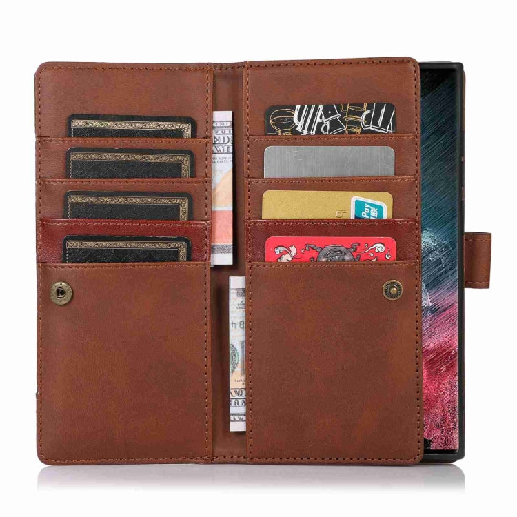 For Samsung Galaxy S24 Ultra 5G Wristband Card Slot Leather Phone Case(Coffee)