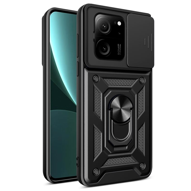 For Xiaomi 13T/13T Pro/Redmi K60 Ultra Sliding Camera Cover Design TPU Hybrid PC Phone Case(Black) - Redmi K60 Ultra Cases by PMC TechLife | Online Shopping South Africa | PMC TechLife | Buy Now Pay Later Mobicred