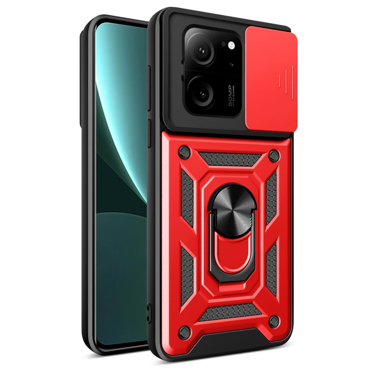For Xiaomi 13T/13T Pro/Redmi K60 Ultra Sliding Camera Cover Design TPU Hybrid PC Phone Case(Red) - Redmi K60 Ultra Cases by PMC TechLife | Online Shopping South Africa | PMC TechLife | Buy Now Pay Later Mobicred