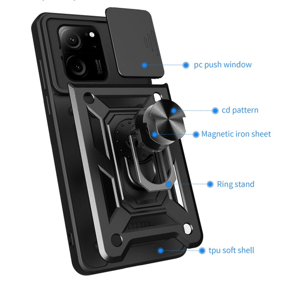 For Xiaomi 13T/13T Pro/Redmi K60 Ultra Sliding Camera Cover Design TPU Hybrid PC Phone Case(Rose Gold)