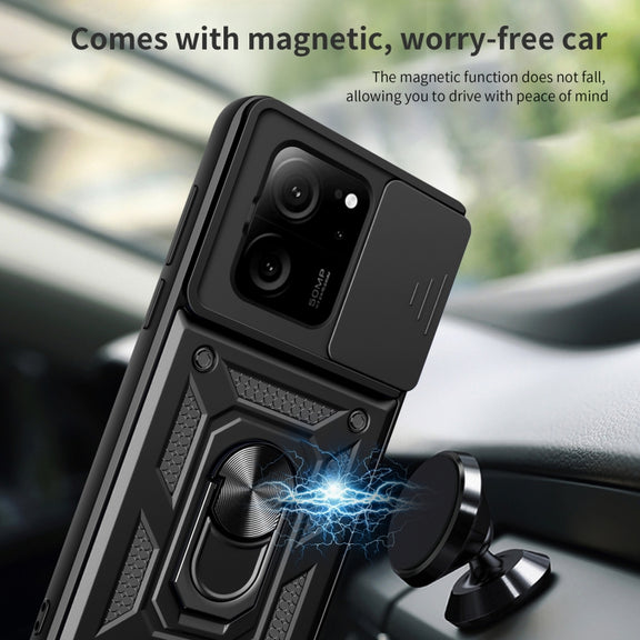 For Xiaomi 13T/13T Pro/Redmi K60 Ultra Sliding Camera Cover Design TPU Hybrid PC Phone Case(Rose Gold)