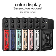 For Xiaomi Redmi 13C 4G Sliding Camera Cover Design TPU Hybrid PC Phone Case(Red)