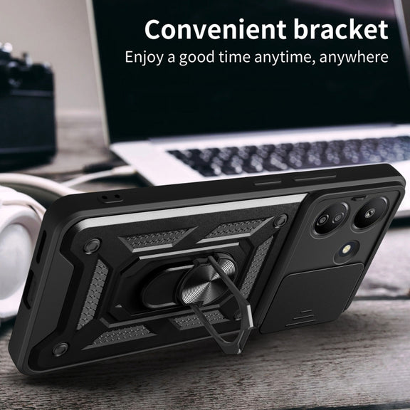 For Xiaomi Redmi 13C 4G Sliding Camera Cover Design TPU Hybrid PC Phone Case(Red)