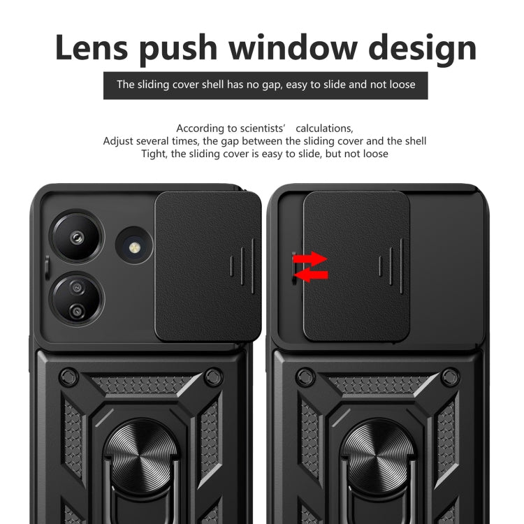 For Xiaomi Redmi 13C 4G Sliding Camera Cover Design TPU Hybrid PC Phone Case(Blue)