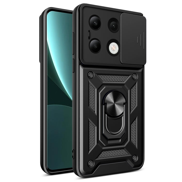 For Xiaomi Redmi Note 13 4G Global Sliding Camera Cover Design TPU Hybrid PC Phone Case(Black) - Note 13 Cases by PMC TechLife | Online Shopping South Africa | PMC TechLife | Buy Now Pay Later Mobicred