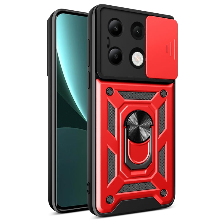 For Xiaomi Redmi Note 13 4G Global Sliding Camera Cover Design TPU Hybrid PC Phone Case(Red) - Note 13 Cases by PMC TechLife | Online Shopping South Africa | PMC TechLife | Buy Now Pay Later Mobicred