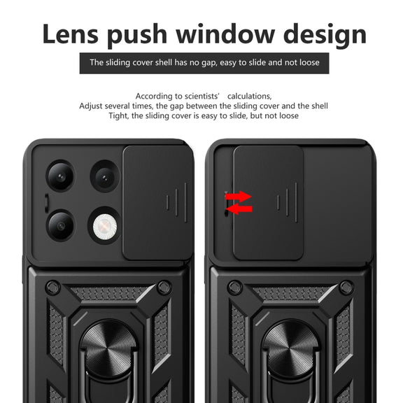 For Xiaomi Redmi Note 13 4G Global Sliding Camera Cover Design TPU Hybrid PC Phone Case(Gold)