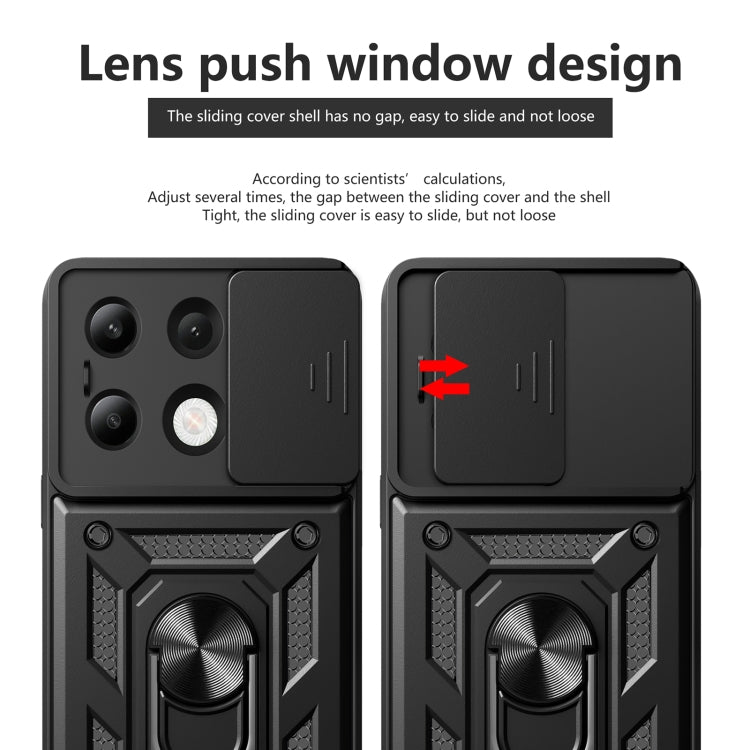 For Xiaomi Redmi Note 13 4G Global Sliding Camera Cover Design TPU Hybrid PC Phone Case(Gold)