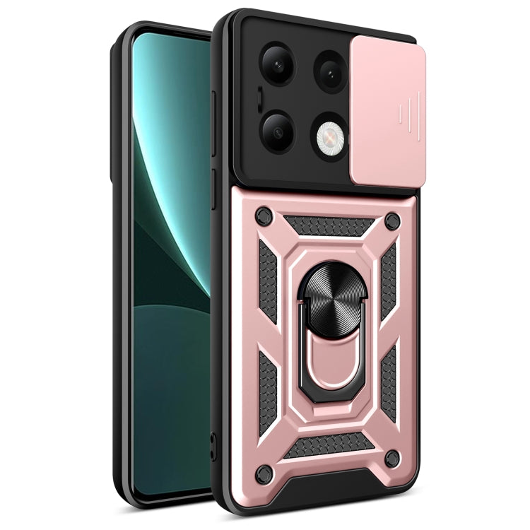 For Xiaomi Redmi Note 13 4G Global Sliding Camera Cover Design TPU Hybrid PC Phone Case(Rose Gold) - Note 13 Cases by PMC TechLife | Online Shopping South Africa | PMC TechLife | Buy Now Pay Later Mobicred