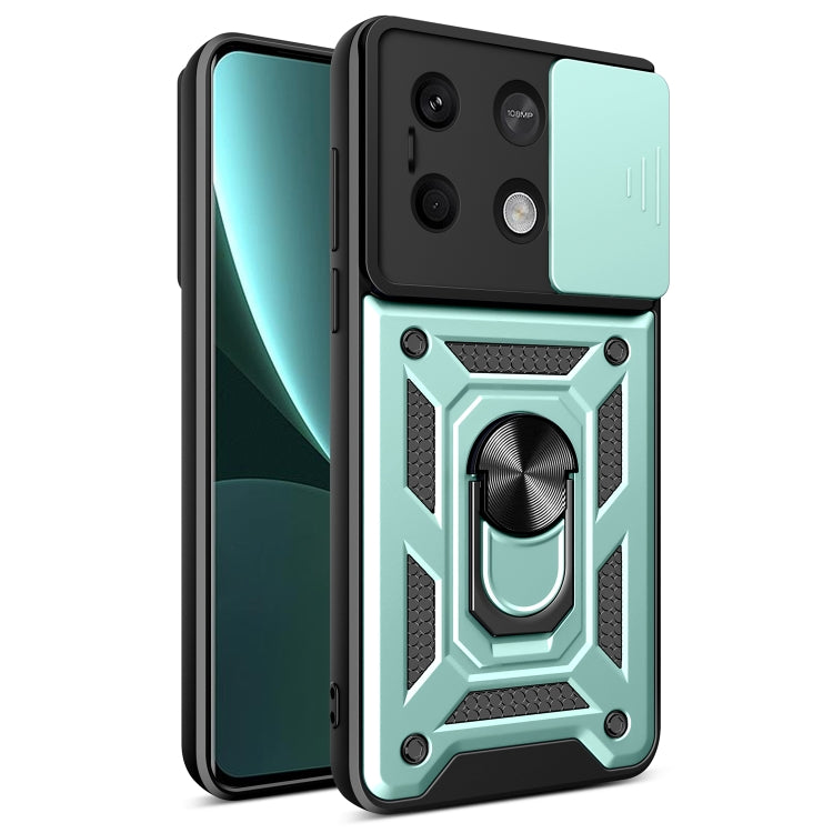 For Xiaomi Redmi Note 13 5G Sliding Camera Cover Design TPU Hybrid PC Phone Case(Mint Green) - Note 13 Cases by PMC TechLife | Online Shopping South Africa | PMC TechLife | Buy Now Pay Later Mobicred