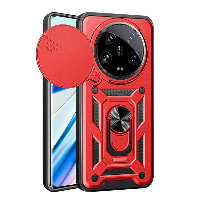 For Xiaomi 14 Ultra Sliding Camera Cover Design TPU Hybrid PC Phone Case(Red)