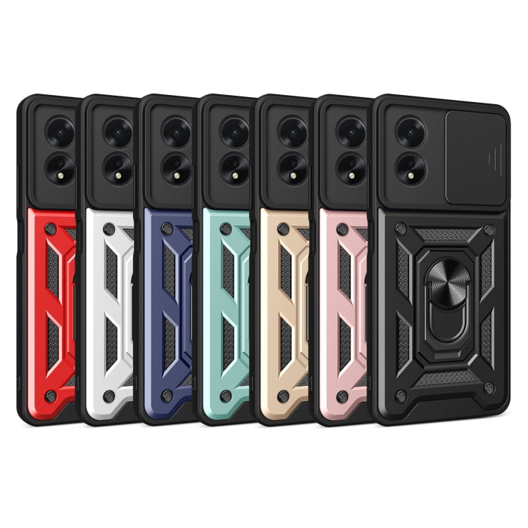 For OPPO A38 4G Global Sliding Camera Cover Design TPU Hybrid PC Phone Case(Black) - A38 Cases by PMC TechLife | Online Shopping South Africa | PMC TechLife