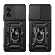 For OPPO A38 4G Global Sliding Camera Cover Design TPU Hybrid PC Phone Case(Black)