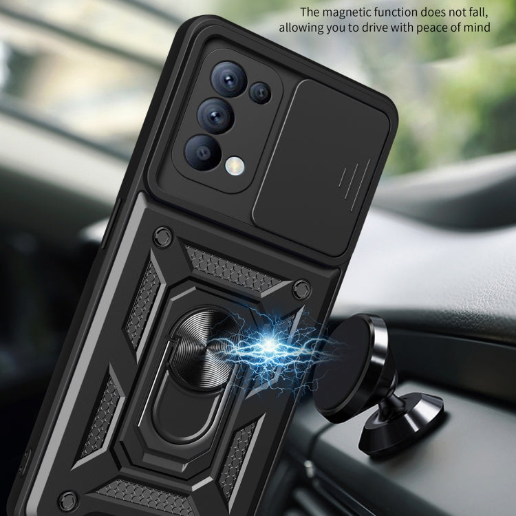For OPPO Reno5 4G/5G Sliding Camera Cover Design TPU Hybrid PC Phone Case(Gold) - OPPO Cases by PMC TechLife | Online Shopping South Africa | PMC TechLife