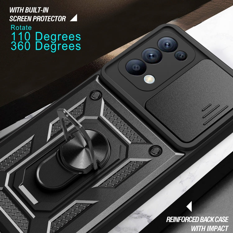 For OPPO Reno5 4G/5G Sliding Camera Cover Design TPU Hybrid PC Phone Case(Gold) - OPPO Cases by PMC TechLife | Online Shopping South Africa | PMC TechLife