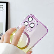 For iPhone 12 MagSafe Magnetic TPU + Acrylic Gradient Color Phone Case(Pink Green)