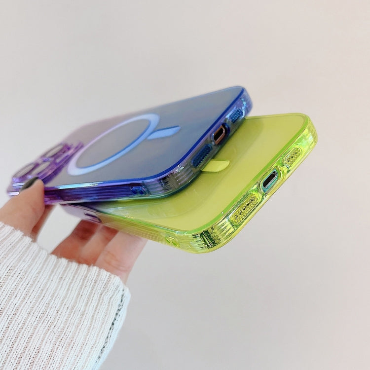 For iPhone 13 MagSafe Magnetic TPU + Acrylic Gradient Color Phone Case(Purple Yellow)