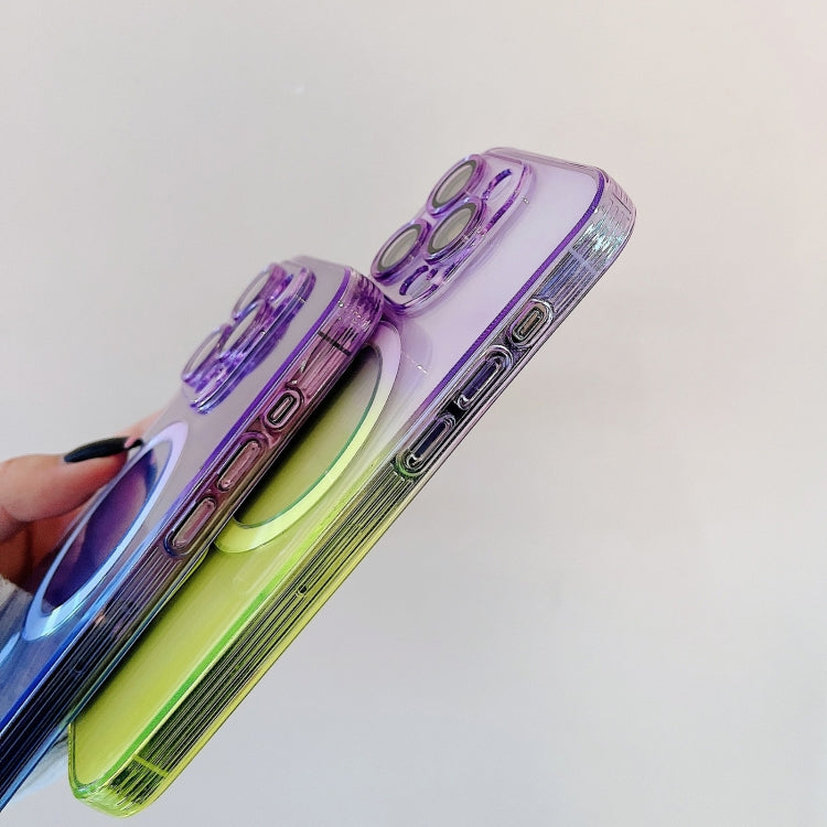 For iPhone 12 MagSafe Magnetic TPU + Acrylic Gradient Color Phone Case(Pink Green)