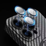 For iPhone 12 MagSafe Magnetic PC Carbon Fiber Phone Case with Lens Film(Blue)