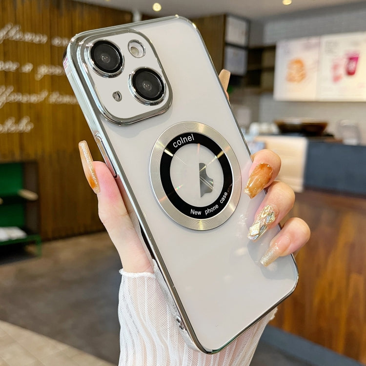 For iPhone 13 Transparent Electroplated PC MagSafe Phone Case(Silver) - iPhone 13 Cases by PMC TechLife | Online Shopping South Africa | PMC TechLife