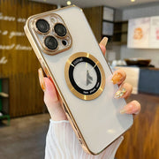 For iPhone 11 Pro Max Transparent Electroplated PC MagSafe Phone Case(Gold)