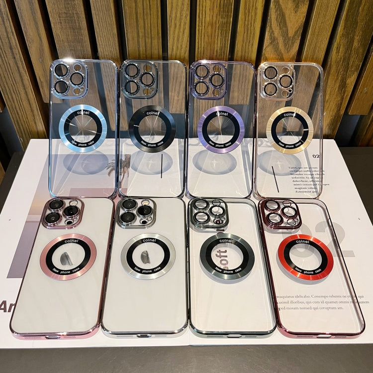 For iPhone 15 Pro Transparent Electroplated PC MagSafe Phone Case(Silver) - iPhone 15 Pro Cases by PMC TechLife | Online Shopping South Africa | PMC TechLife