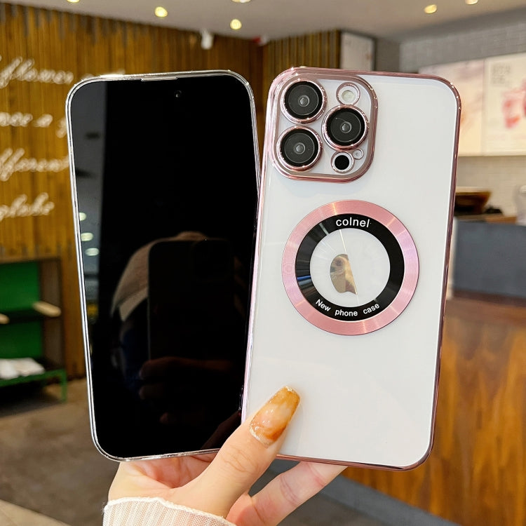 For iPhone 12 Pro Max Transparent Electroplated PC MagSafe Phone Case(Blue) - iPhone 12 Pro Max Cases by PMC TechLife | Online Shopping South Africa | PMC TechLife