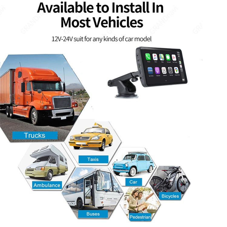 X70-1 Car 7 inch IPS Portable Smart Screen Wireless Screen Projection Carplay Android Auto(Black) - Car Monitor by PMC TechLife | Online Shopping South Africa | PMC TechLife | Buy Now Pay Later Mobicred