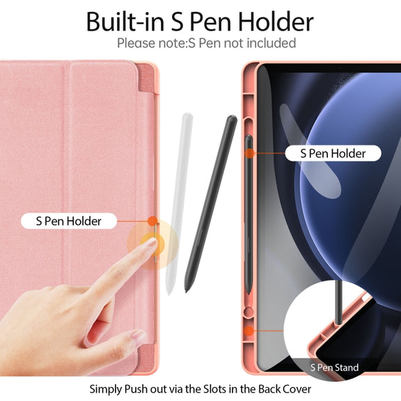 For Samsung Galaxy Tab S9 FE DUX DUCIS Domo Series Magnetic Flip Leather Tablet Case(Pink)