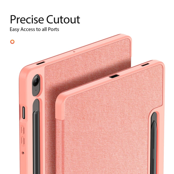 For Samsung Galaxy Tab S9 FE DUX DUCIS Domo Series Magnetic Flip Leather Tablet Case(Pink)