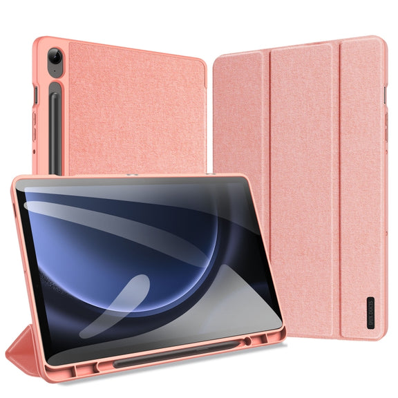 For Samsung Galaxy Tab S9 FE DUX DUCIS Domo Series Magnetic Flip Leather Tablet Case(Pink)