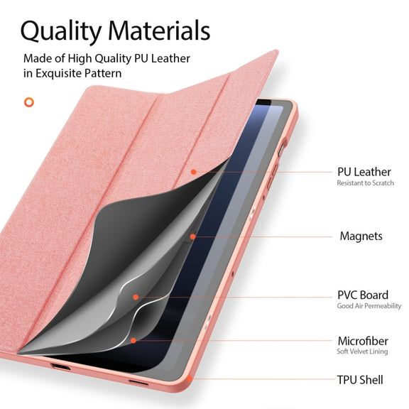 For Samsung Galaxy Tab S9 FE DUX DUCIS Domo Series Magnetic Flip Leather Tablet Case(Pink)