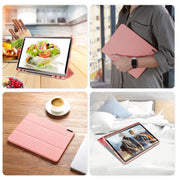 For Samsung Galaxy Tab S9 FE DUX DUCIS Domo Series Magnetic Flip Leather Tablet Case(Pink)