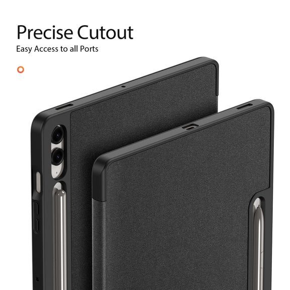 For Samsung Galaxy Tab S9 FE+ DUX DUCIS Domo Series Magnetic Flip Leather Tablet Case(Black)