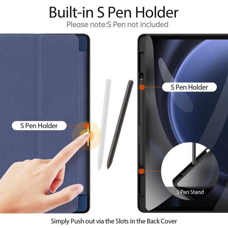 For Samsung Galaxy Tab S9 FE+ DUX DUCIS Domo Series Magnetic Flip Leather Tablet Case(Blue) - free shipping - PMC Jewellery - Order now!