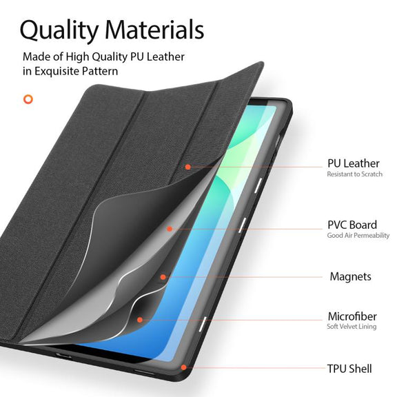 For Samsung Galaxy Tab S10 FE+ DUX DUCIS Domo Series Magnetic Flip Leather Tablet Case(Black)