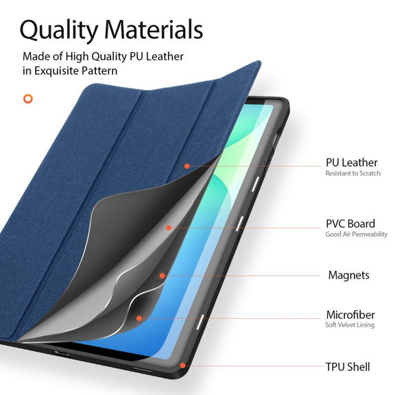For Samsung Galaxy Tab S10 FE+ DUX DUCIS Domo Series Magnetic Flip Leather Tablet Case(Blue)