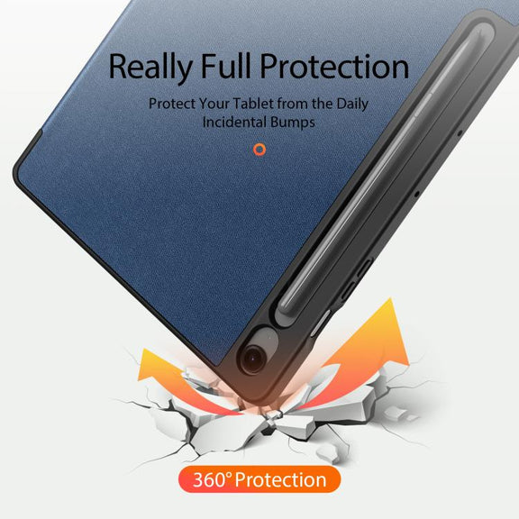 For Samsung Galaxy Tab S10 FE+ DUX DUCIS Domo Series Magnetic Flip Leather Tablet Case(Blue)