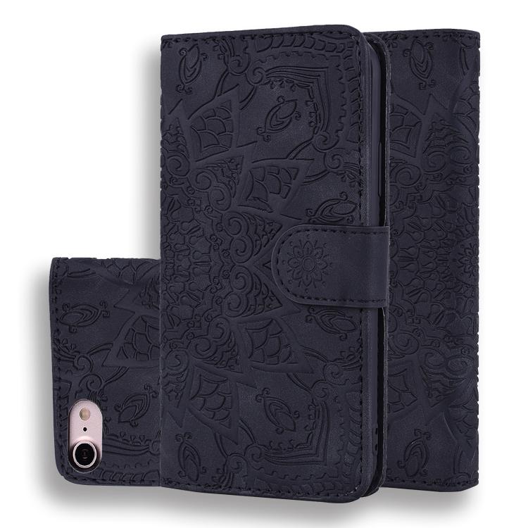 For iPhone 16e Mandala Embossed Dual-Fold Calf Leather Phone Case(Black) - free shipping - PMC TechLife - Order now!
