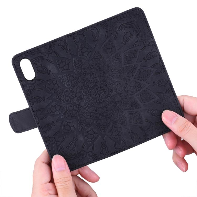 For iPhone 16e Mandala Embossed Dual-Fold Calf Leather Phone Case(Black) - free shipping - PMC TechLife - Order now!