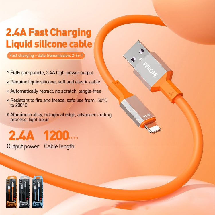 WK WDC-17 2.4A USB to 8 Pin Silicone Data Cable, Length: 1.2m(Black) - free shipping - PMC TechLife - Order now!