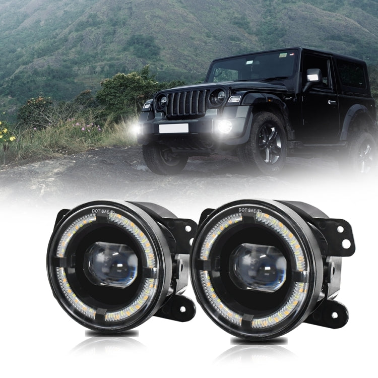 For Jeep Wrangler JK 2 Door 2007-2015 Y5 4 inch 1 Pair Light Guide Single Lens Fog Light(Yellow White) - Fog / Driving Lights by PMC TechLife | Online Shopping South Africa | PMC TechLife | Buy Now Pay Later Mobicred