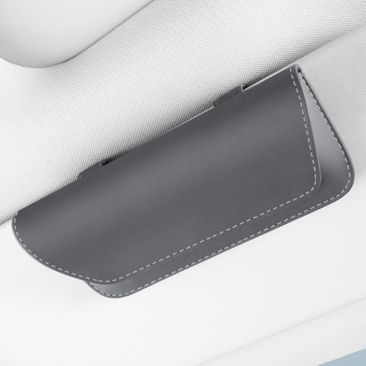 3064 Napa Texture Leather Car Glasses Storage Bag(Grey) - Sunglasses & Glasses Clips by PMC TechLife | Online Shopping South Africa | PMC TechLife | Buy Now Pay Later Mobicred