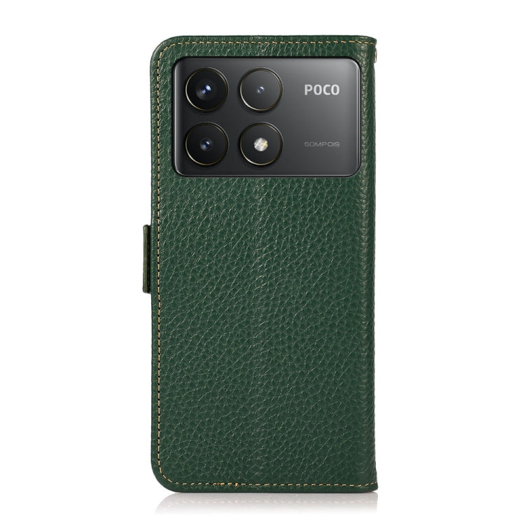 For Xiaomi Redmi K70 KHAZNEH Side-Magnetic Litchi Genuine Leather RFID Phone Case(Green)
