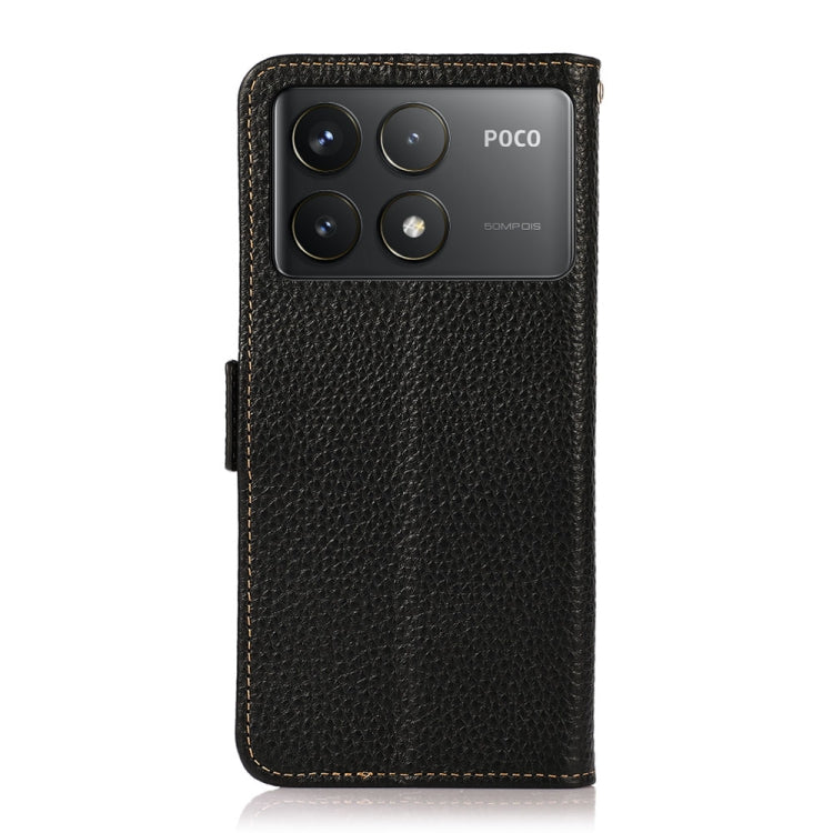For Xiaomi Redmi K70 Pro KHAZNEH Side-Magnetic Litchi Genuine Leather RFID Phone Case(Black)