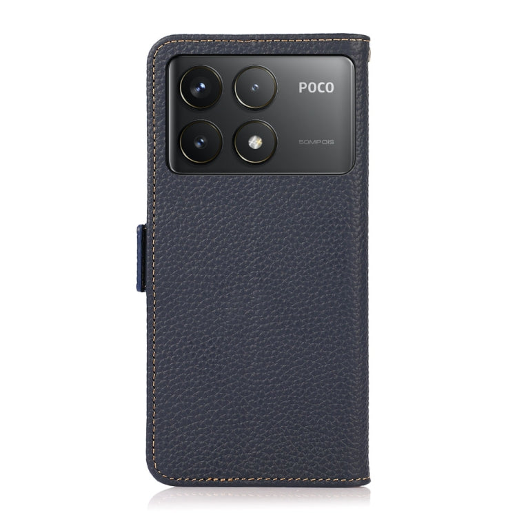 For Xiaomi Redmi K70 Pro KHAZNEH Side-Magnetic Litchi Genuine Leather RFID Phone Case(Blue)