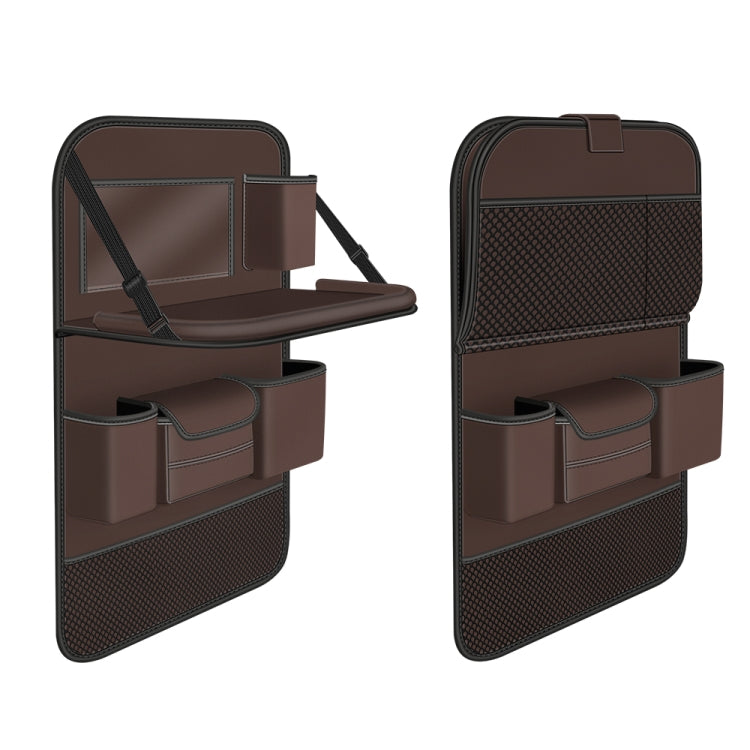 4041 Napa Texture Leather Car Seat Back Storage Bag Folding Dining Table(Brown) - Stowing Tidying by PMC TechLife | Online Shopping South Africa | PMC TechLife | Buy Now Pay Later Mobicred