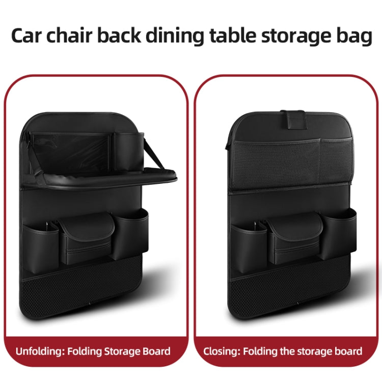 4041 Napa Texture Leather Car Seat Back Storage Bag Folding Dining Table(Grey) - Stowing Tidying by PMC TechLife | Online Shopping South Africa | PMC TechLife | Buy Now Pay Later Mobicred