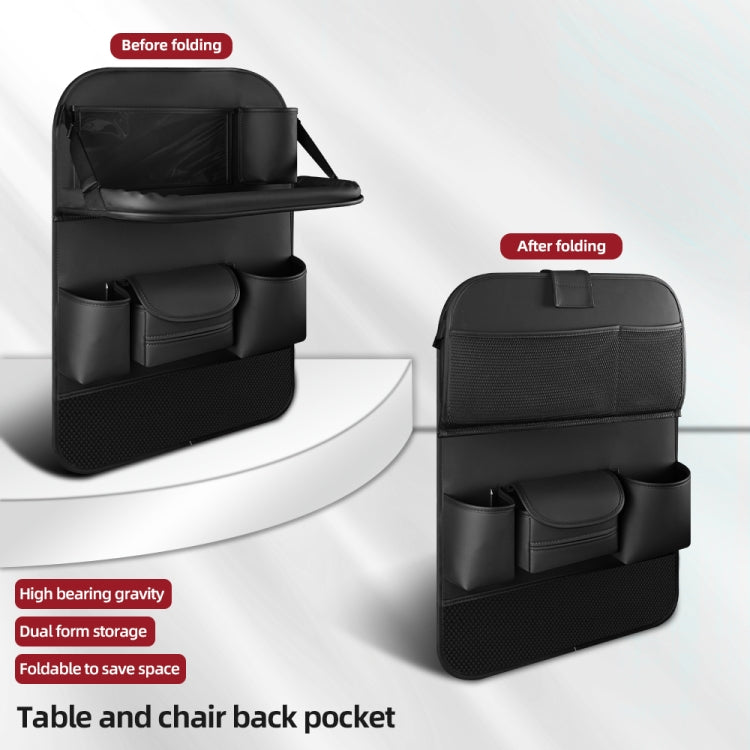 4041 Napa Texture Leather Car Seat Back Storage Bag Folding Dining Table(Brown) - Stowing Tidying by PMC TechLife | Online Shopping South Africa | PMC TechLife | Buy Now Pay Later Mobicred