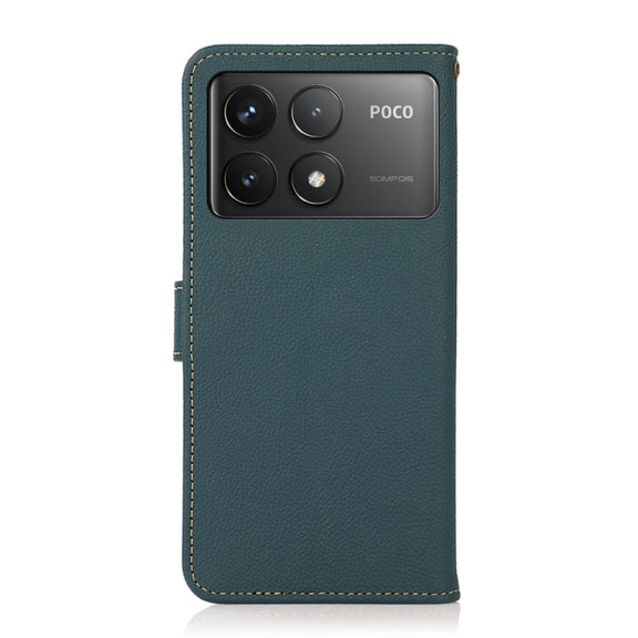 For Xiaomi Redmi K70 KHAZNEH Custer Texture RFID Genuine Leather Phone Case(Green)